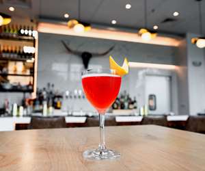 cocktail with lemon garnish