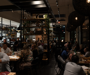 full dining room at nigh 
