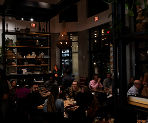 full dining room at nigh 