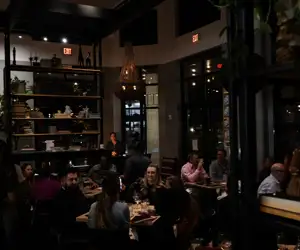 full dining room at nigh 